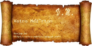 Vetro Márton névjegykártya